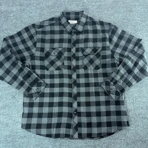 Classic Collection XL Flannel Shirt Grey Black Buffalo Plaid Long Sleeve Fall